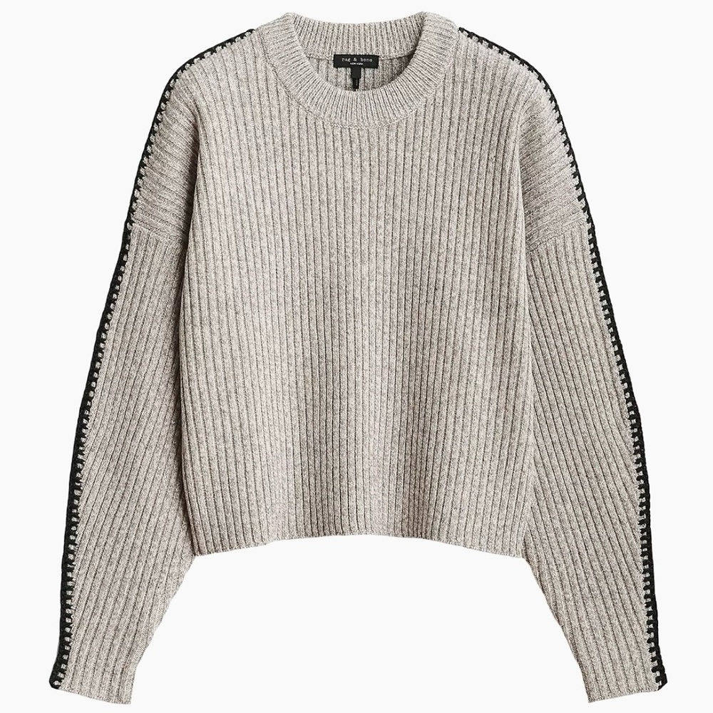 Rag & Bone Ingrid Crewneck Sweater Oat 100% wool